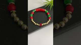 🎄Christmas Gemstone Bracelet ✨ Green Onyx amp Red Howlite gold filled beads ❄️☃️🎄✨ handmade [upl. by Nevarc895]