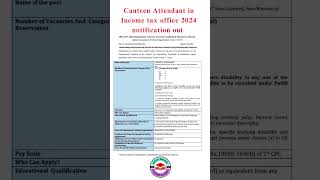 Canteen attendant in TN Income tax office notification released Pay scale  1800056900 as 7th CPC [upl. by Keary]