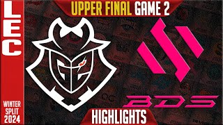 G2 vs BDS Highlights Game 2  LEC Winter 2024 Playoffs Upper FINAL  G2 Esports vs Team BDS G2 [upl. by Lotty]