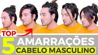 TOP 5 AMARRAÇÕES PARA CABELO MASCULINO  PENTEADOS CABELO MASCULINO PRESO [upl. by Annoid]