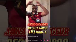 JAWAD BENDAOUD REÇOIT 1000€ EN UNE MINUTE shorts viral npc live jawad tiktok [upl. by Nneb]