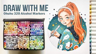 🌠 Draw with me  Marker Art quotCosmic Creationsquot Process  Ohuhu 320 Alcohol Brush Markers [upl. by Sluiter648]