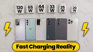 Reality of Fast Charging Smartphones😶  120 vs 65 vs 44 vs 33 vs 25 vs 20 Watts Charging Test [upl. by Keegan713]