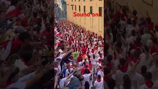 Pamplona sanfermin pamplonada yfm runningofthebulls spain travel traveltospain encierro [upl. by Lubba]