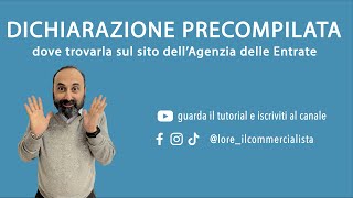 TUTORIAL Dove trovare la Precompilata per la prossima Dichiarazione dei Redditi e come scaricarla [upl. by Eolanda]