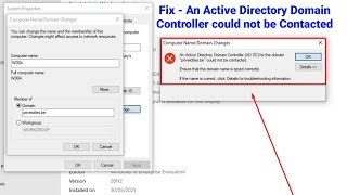 Fix An Active Directory Domain Controller Could Not be Contacted  cannot connect to domain [upl. by Patrick]