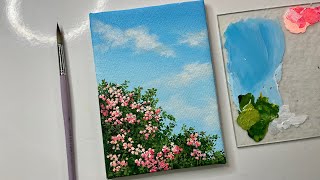 Easy flower painting cloud painting technique acrylic painting tutorial for beginners [upl. by Beutler]