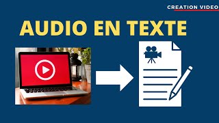 Transformer laudio dune vidéo en texte [upl. by Reahard]