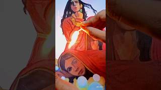 I Burned My Painting 😱⁉️For Video 😩💯  Real Manjulika of Bhool Bhulaiya 3 art kartikaaryan paint [upl. by Kaule578]