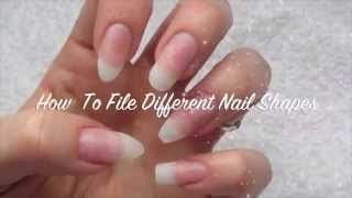 How To File Different Nail ShapesAlmond Stiletto Coffin Oval amp Square [upl. by Nayr826]