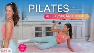 20 Min Beginner Pilates with Weights Workout  Pilates for Weight Loss Challenge Day 15 [upl. by Marilin231]