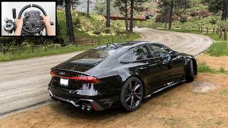 Audi RS7 Sportback  Forza Horizon 5 Cammus Steering Wheel Gameplay [upl. by Noskcaj703]