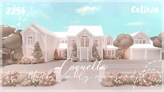 aesthetic blush coquette mansion ‎♡₊˚ 🦢 exterior  bloxburg house build [upl. by Alessig362]