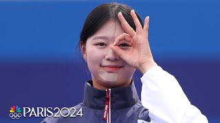 Lim Sihyeon adds to South Koreas legacy with third archery gold medal  Paris Olympics  NBC Sports [upl. by Anaitsirk]