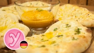 Fluffiges NAANBrot mit Butter und Knoblauch  ein leckeres vegetarisches Gericht [upl. by Llehcram]