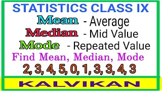 Mean Median Mode In Tamil  Statistics Class 9 In Tamil  Kalvikan [upl. by Ahsineb]