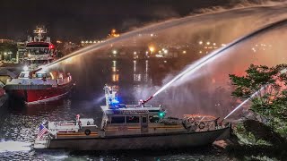 RARE FDNY Fireboats Battle Massive Fire in Vacant Factory Brooklyn 2nd Alarm Box 3842 [upl. by Partridge]