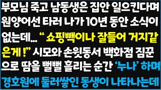 신청사연 부모님 죽고 남동생은 집안 일으킨다며 원양 어선 타러 나가 10년동안 소식이 없는데 quot 쇼핑빽이나 잘들어 거지같은게quot 시모와 손윗동서 신청사연사이다썰 [upl. by Gothar474]