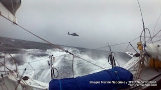 Helicopter visits Sébastien JossequotEdmond de Rothschildquot  Vendée Globe 20162017 [upl. by Haletky]