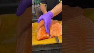 Satisfying Skill How to Perfectly Remove Salmon Skin for Sushi salmon sushi Sashimi [upl. by Atiuqihs274]