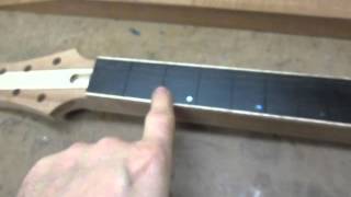 How I use locating pins to keep a fretboard in place while gluing [upl. by Mosby]