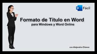 11 Formato de Título en Word 365 [upl. by Oirevlis]