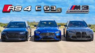 New AMG C63 vs BMW M3 vs Audi RS4 DRAG RACE [upl. by Abbub]