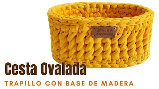 🤑CON SOLO 1 DOLAR Teje hermosa cesta ovalada de trapillo Con base en MDF PASO A PASO Diestros [upl. by Urien]