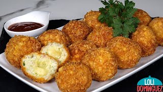 Bolitas de arroz frito y rellenas de queso receta fácil 🤩 Loli Domínguez  Recetas de comida [upl. by Goodspeed]