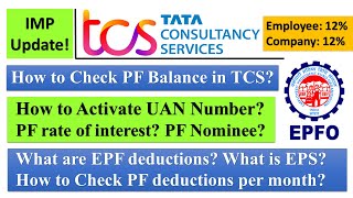 TCS PF Balance Check  How to activate UAN Number  PF Nominee EPF deduction from salary pf online [upl. by Graeme]