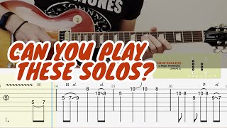 10 EASY Guitar Solos for BEGINNERS TABsSlow Motion [upl. by Etiragram19]