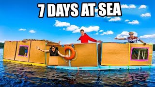 Worlds Biggest BOX FORT House Boat On A LAKE  7 Day Adventure MEGA MOVIE [upl. by Nyrroc]