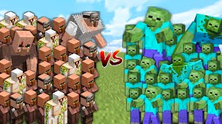 VILLAGERS vs ZOMBIE APOCALYPSE in Minecraft Mob Battle [upl. by Esinned]