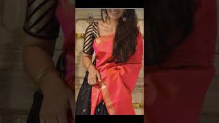 Stylish blouses fashiontrends2024 stylishblousedesignforsaree trending contrastblous silksaree [upl. by Bondie]