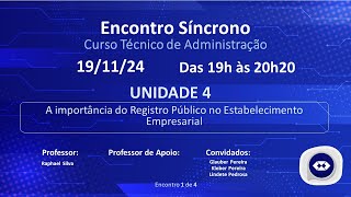 Encontro Síncrono  Curso Técnico em Administração  UNIDADE 4 [upl. by Casabonne]