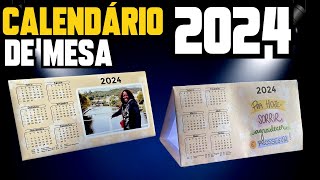 CALENDÁRIO DE MESA 2024  PASSO A PASSO ARTE GRATIS [upl. by Ahsatin]