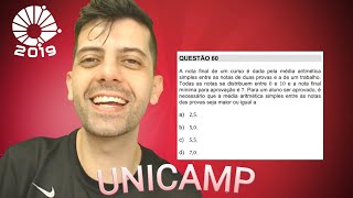 UNICAMP 2019  Q60 Mat  A nota final de um curso é dada pela média aritmética [upl. by Keiko]