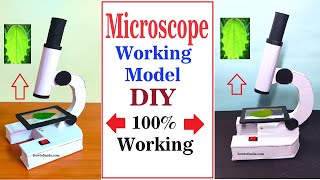 microscope working model for science exhibition  national level science project  howtofunda [upl. by Aisenat]