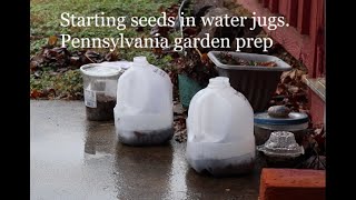 Starting seeds in water jugs Pennsylvania garden prep 12824 [upl. by Newhall]