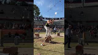 Underhand woodchop competition axe timbersports timber woodchopping [upl. by Illak170]