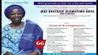 MRS BEATRICE OLUMUYIWA KOYA NEE OJOSIPE FUNERAL SERVICE  DAY ONE [upl. by Dahcir]