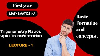 Trigonometric Ratios Upto Transformation Lecture  1 [upl. by Natanoj908]