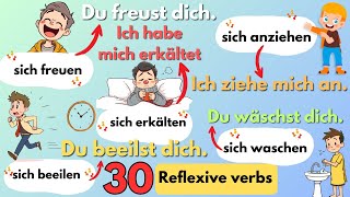 30 Reflexive Verben im Deutschen einfach lernen  Beispiele und Sätze für jedes Pronomen [upl. by Orecul]