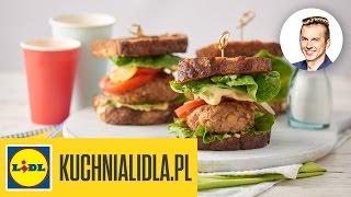 🍔 Hamburgery z ciecierzycą i domowym bazyliowym majonezem  Karol Okrasa – Przepisy Kuchni Lidla [upl. by Hurwit]