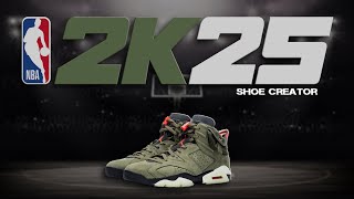 NBA 2K25 Shoe Creator  How to make Travis Scott x Air Jordan Retro 6 Medium Olive [upl. by Marduk]