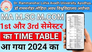 rmlau exam date 2023rmlau Ma MSC MSC 1st 3rd semester ka time table 2023rmlau news todayrmlau [upl. by Neelsaj]