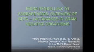 Overview of BetaLactamases in Gram Negative Organisms  Yanina Pasikhova PharmD [upl. by Neyugn946]