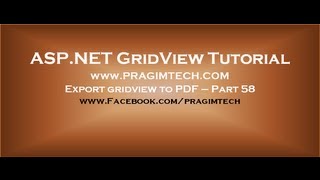 Export gridview to pdf in aspnet  Part 58 [upl. by Devondra485]