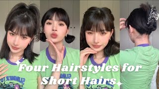 Back to school  4 Easy Hairstyles for Short Hair 💫 2023 hairstyles female [upl. by Koralle103]