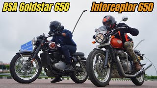 BSA Goldstar 650 vs Interceptor 650 Drag Race [upl. by Levana]